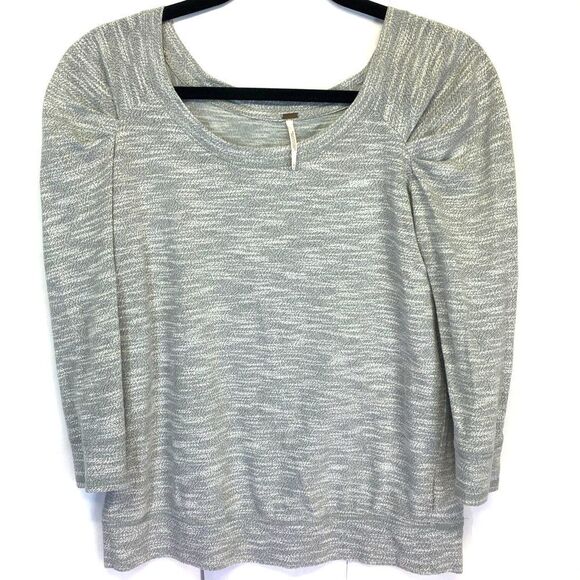 Free People Grey Everyday Puff Sleeve Sweater Size M - Picture 1 of 8